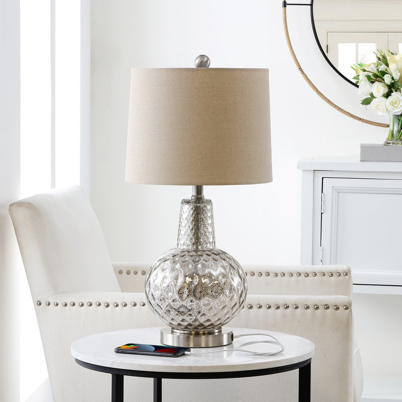 Lampe de table 23,5 "argentée avec USB