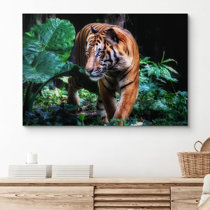 Giant Tiger Walking In Forest Canvas Wall Art by GEN Z