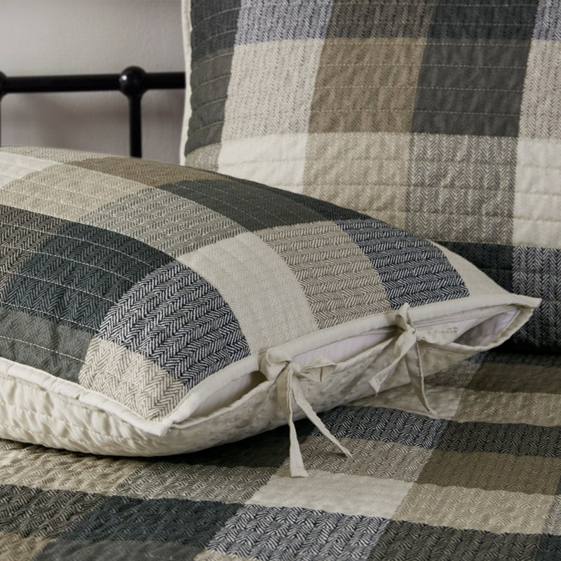 Ensemble de literie réversible à carreaux, polyester à chevrons, style chalet rustique pour lit de jour simple