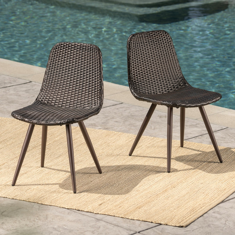 Chaise de salle à manger avec pieds recouverts de poudre, Brun