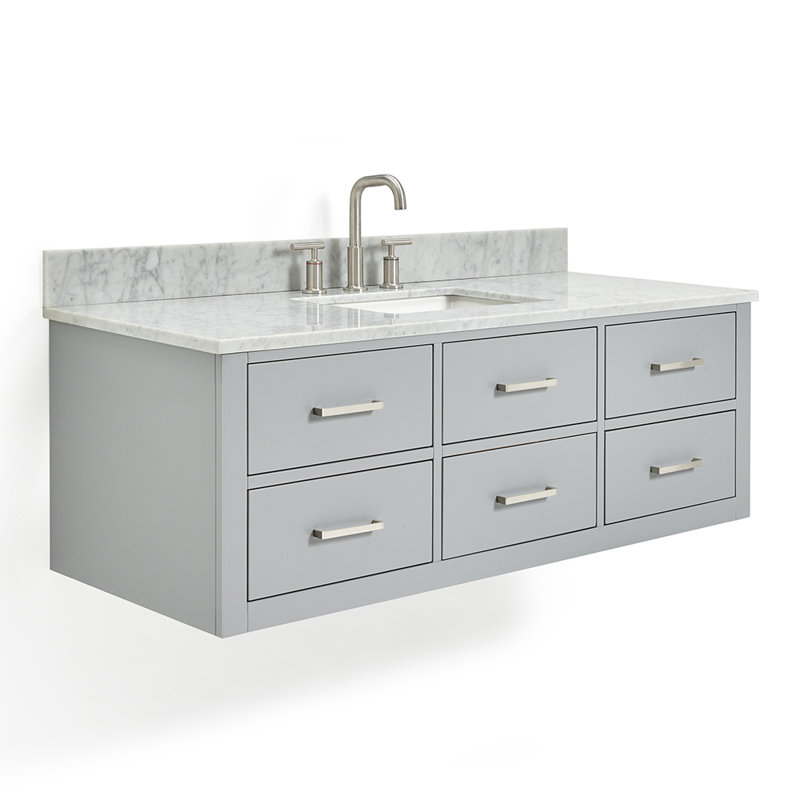 Ensemble de meuble-lavabo mural simple 55 po Ceinture, Gris, Nickel brossé
