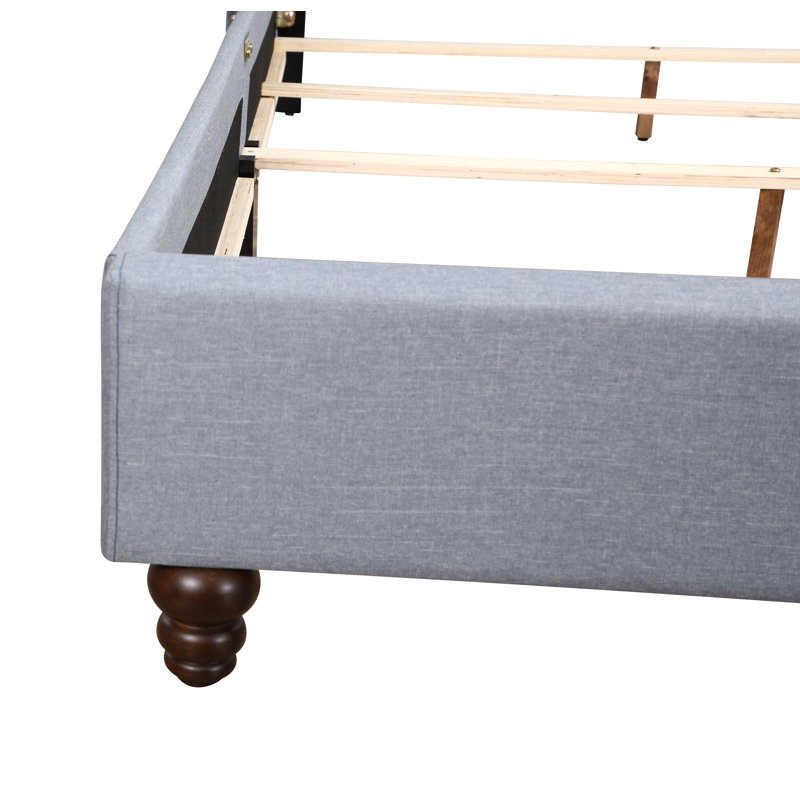Ashe Upholstered Wingback Bed, Full / Double, Blue