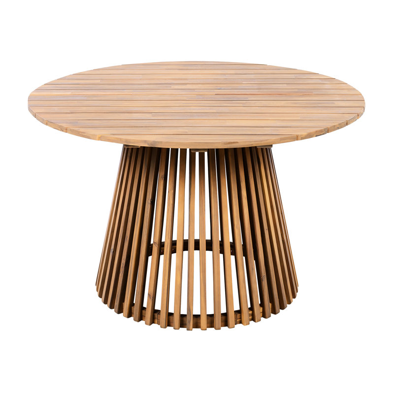 48.57 - Inch Round Outdoor Wood Dining Table With Appearance Rustic Charm, Stable Build, Versatile Use In Decor Patio For Balcony And Poolside Harmonious Blend, Distinctive Base, Ample Room Dishes