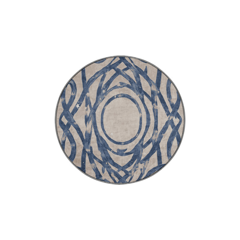 Machine Washable Gray Area Rug, Round 4'