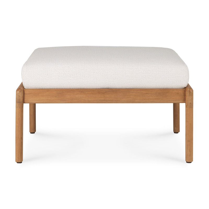 Jack Outdoor Teak Ottoman, Off White, Brown