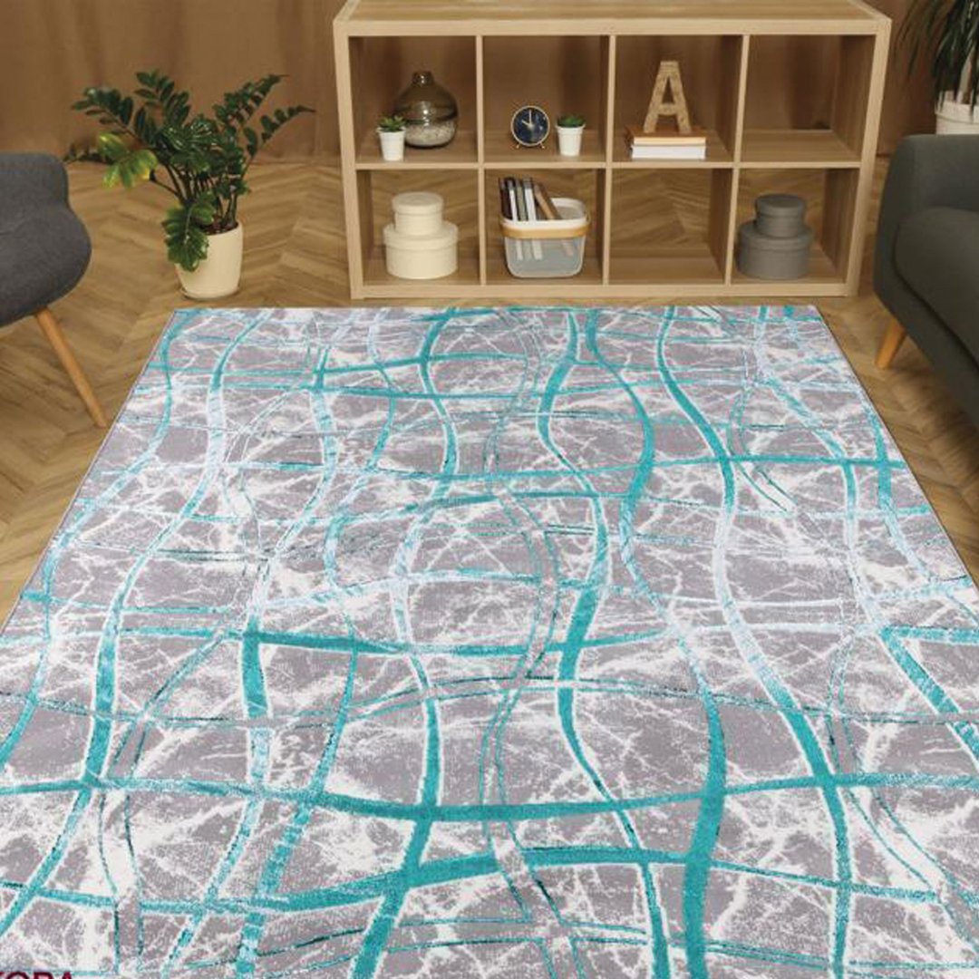 Kenshawn Luxury Grey/Emerald Rug