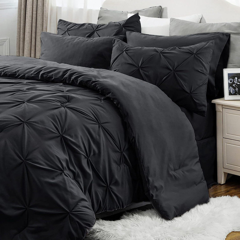 Black Microfiber Full Down Alternative Comforter Set