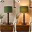 Lampe de table effilée en bois massif 18,5 "avec abat-jour rond en velours, lampe d'appoint moderne en bois véritable avec base E26 pour chambre à coucher et salon-1260446694