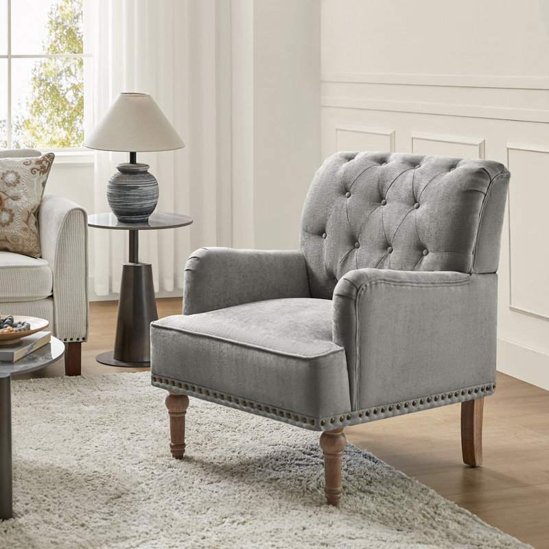Fauteuil Wilkey, Velours gris foncé