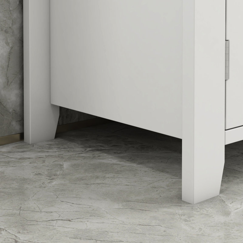 Étagère de salle de bain sous le lavabo - armoire en U, tablette réglable, structure de buffet blanc,