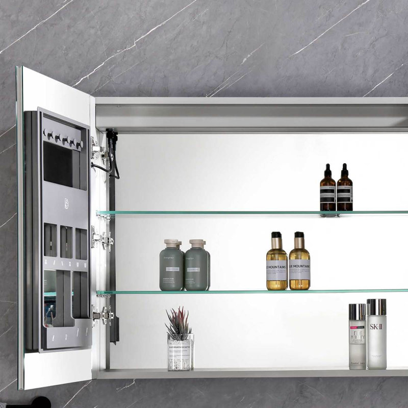 40 po X P 30 po Grande armoire à pharmacie rectangulaire en aluminium avec miroir H H