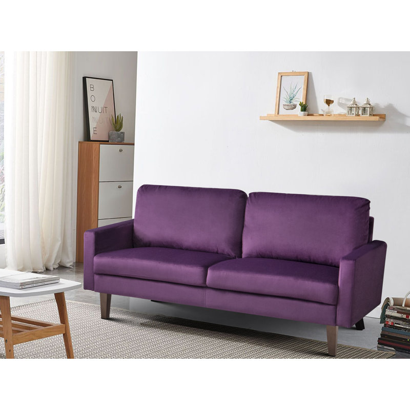 Square Arm Loveseat, Violet Velvet, 35" H x 71" W x 33" D