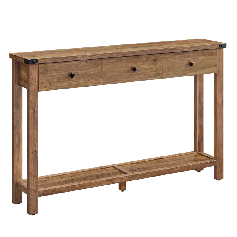 Sahai 47.2" Console Table with 3 Drawers, Brown