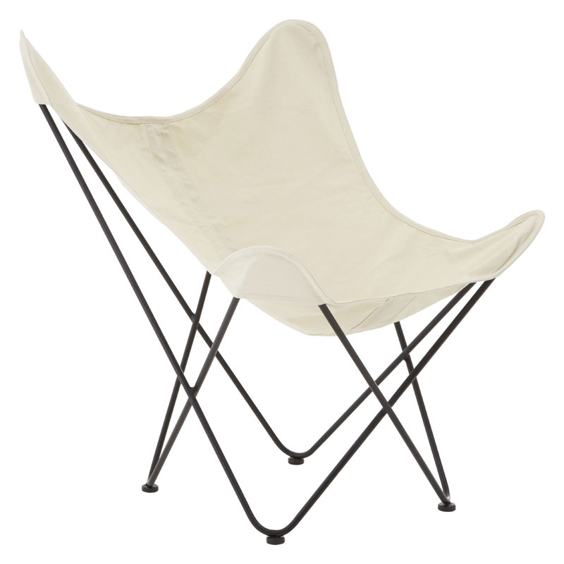 Papillon Metal Outdoor Armless Lounge Chair, Ivory