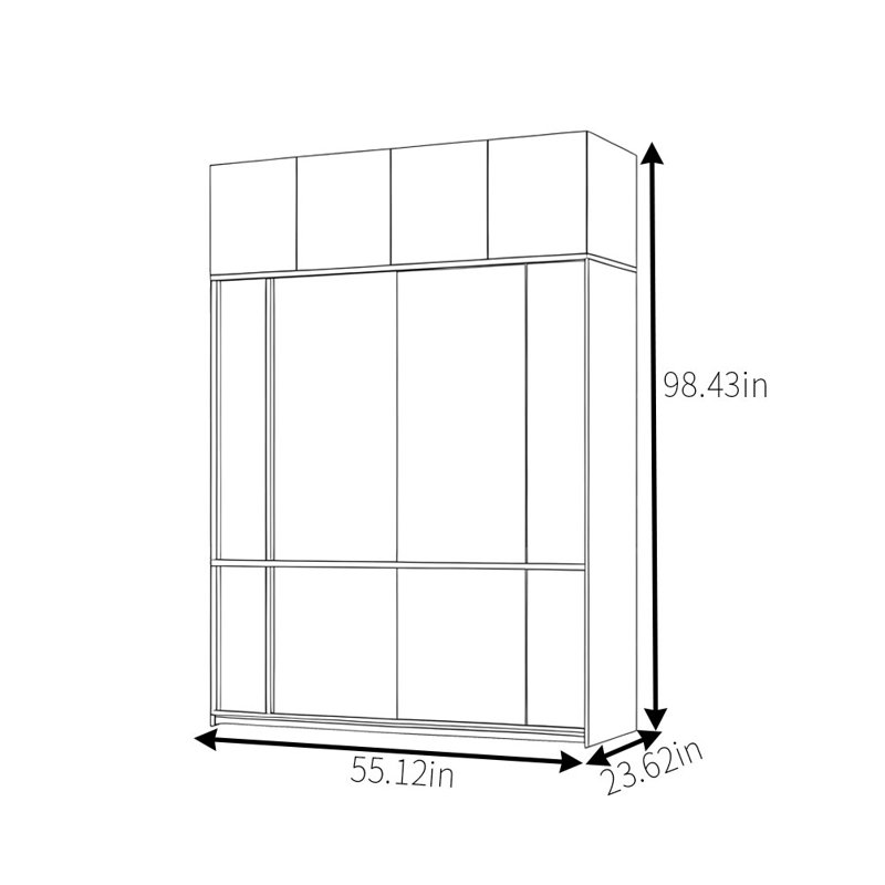 Garde-robe simple à pousser et tirer rétro, H 98,43 po x l 55,12 po x P 23,62 po