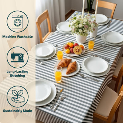 Gray Striped Tablecloth 120" x 60"