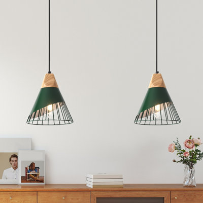 2-Light 9.4“ Farmhouse Pendant Light for Living Room, Bar, Bedroom, Office