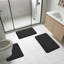 Ensemble de tapis de salle de bain en mousse viscoélastique 3 pièces, tapis de bain en flanelle antidérapante avec tapis de toilette en forme de U, noir-305855894