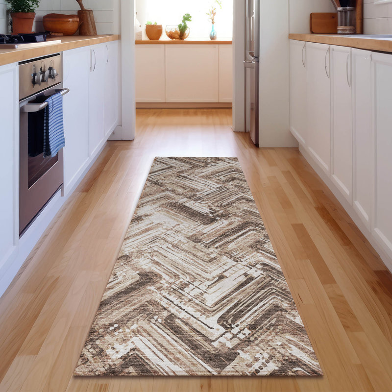 Premium Machine Washable Cerrito Brown Rug, Runner 2'3" x 7'6"