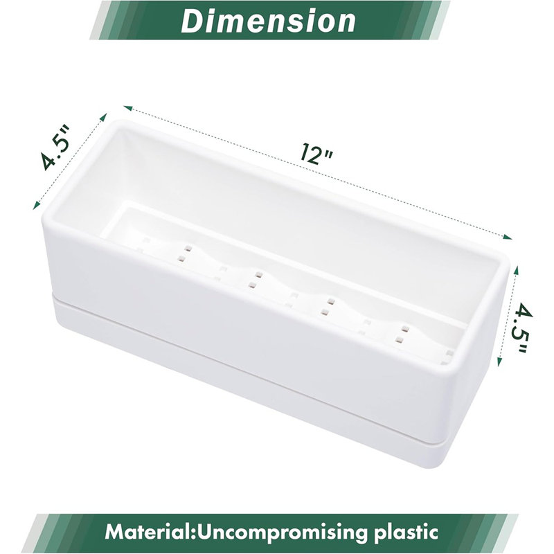 Boîte à fleurs pour fenêtre 12 po, plante rectangulaire en plastique