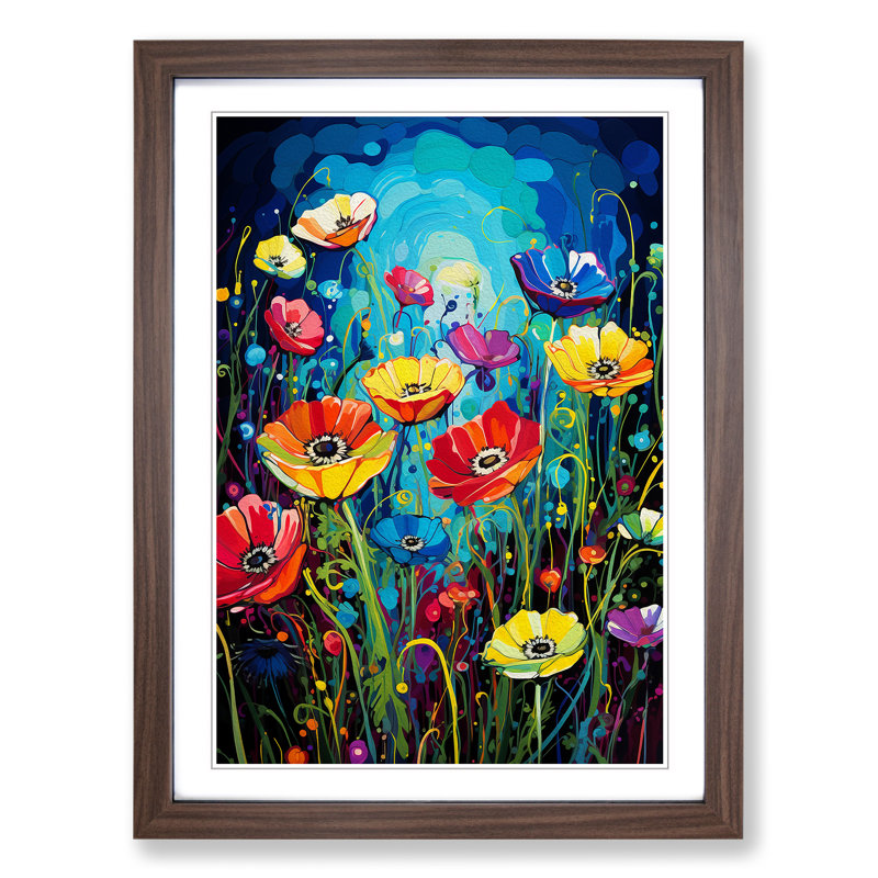 Wildflowers Pop - Framed Print, 34cm H x 25cm W x 2cm D, Walnut