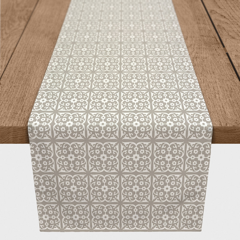 Artis Geometric Table Runner, 90" L x 16" W, Khaki