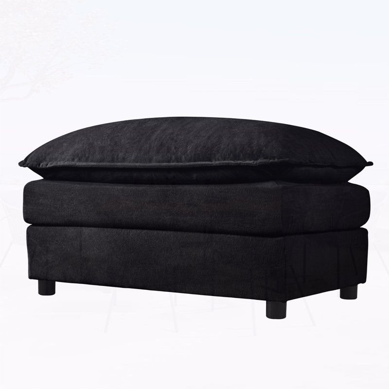 Repose-pieds rembourré en chenille avec coussin double couche, Noir, noir, noir, noir