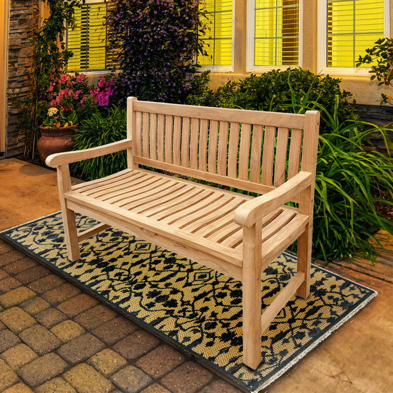Banc de jardin et de patio en bois de teck massif Casson, H 37 po x l 47 po x p 24 po