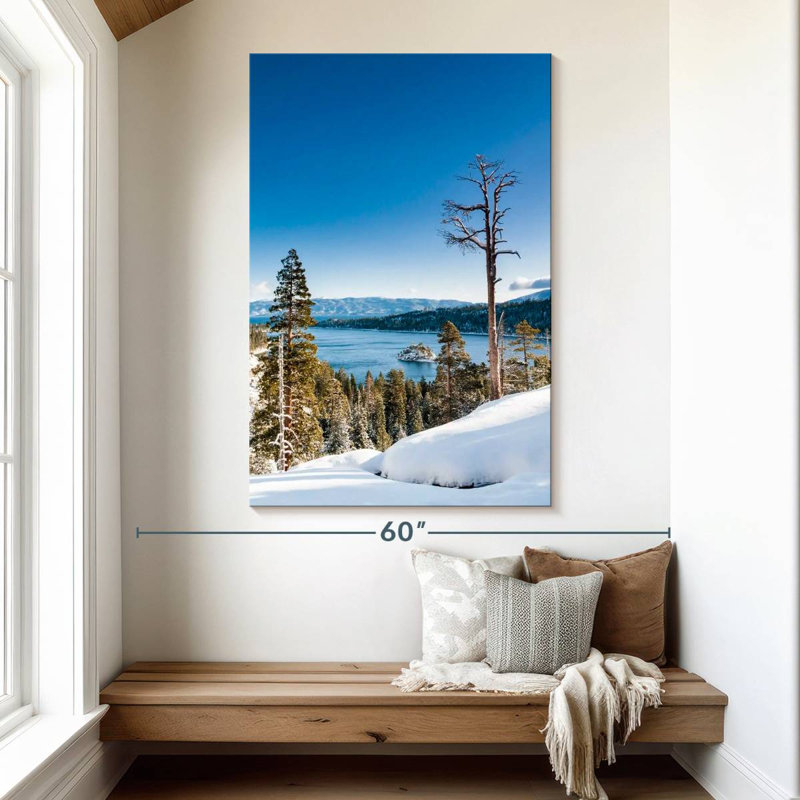 Alvord Snowy Emerald Bay Lake Landscape, 51" H x 34" W