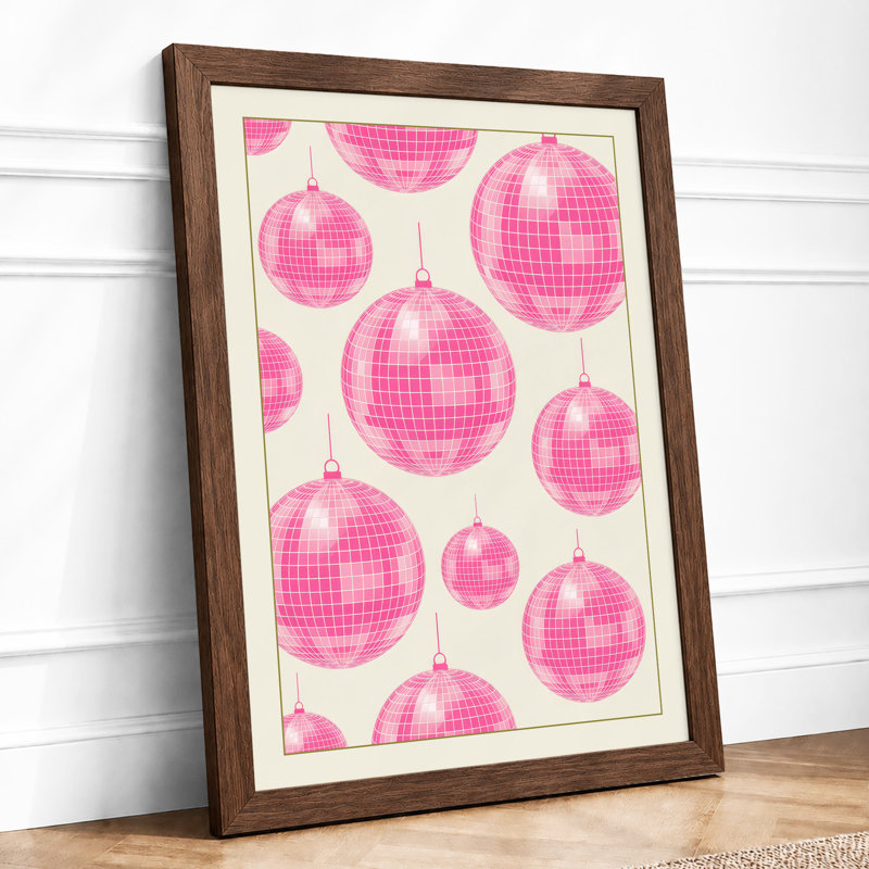 Disco Ball Celebration Retro - Framed Print, A2 - 59.4 x 42.0 cm, Walnut