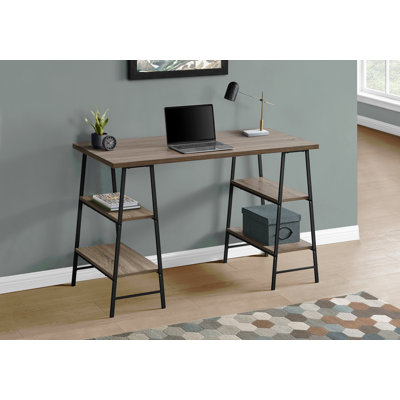 Bureau d'ordinateur, bureau personnel, ordinateur portable, tablettes de rangement, L 48 po, stratifié de travail, métal, contemporain, moderne