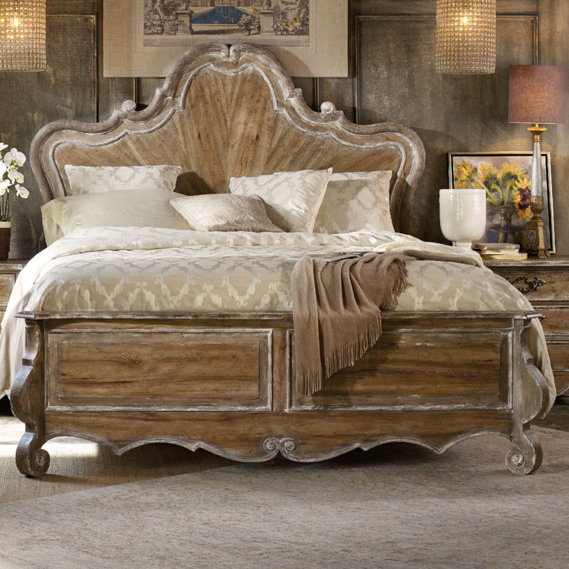 Chatelet King-Sized Panel Bed with Drawer in Caramel Froth
