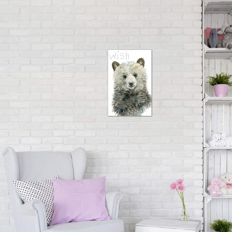 «Forest Fur Baby Bear» par Carol Robinson - impression d'art graphique, H 60 po x l 40po x P 1,5 po, Toile tendue