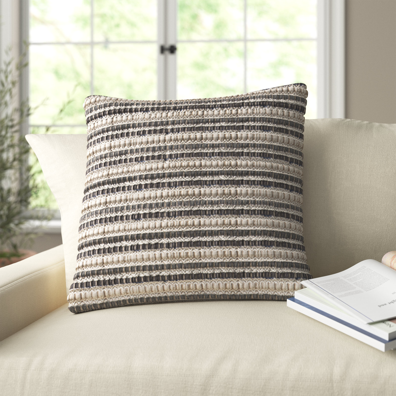Allentown 20" x 20" Linen Throw Pillow, Gray