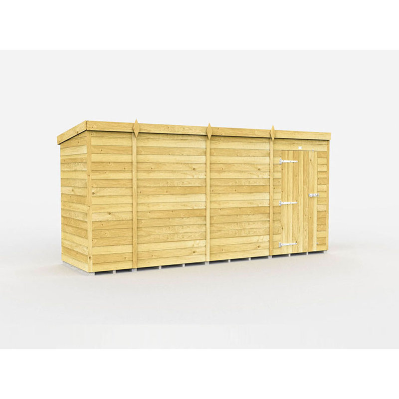 14ft x 4ft Pent Shed - Single Door without Windows