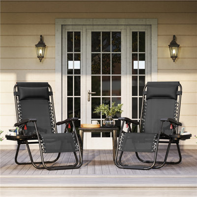 25in Outdoor Zero Gravity Chair with Cupholder and Pillow by Ebern Designs