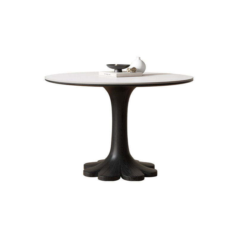 Table de salle à manger noire en pierre frittée, H 29,53 po x L 43,31 po x l 43,31 po, Noir