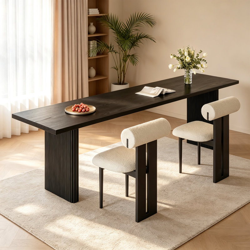 Bureau d'écriture rectangulaire en bois massif rétro noir