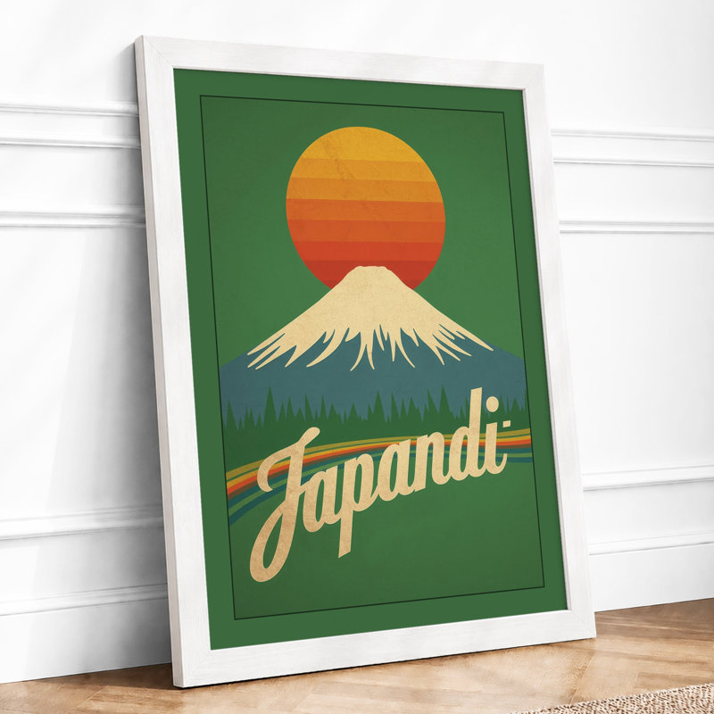 Mountain at Sunset Japandi - Framed Print, A4 - 29.7 x 21.0 cm, White