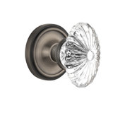 Classic Rosette with Oval Fluted Crystal Door Knob