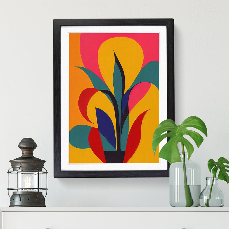 Tulip Flower Abstract Vol.1 - Single Picture Frame Print, 46cm H x 34cm W x 2cm D, Walnut