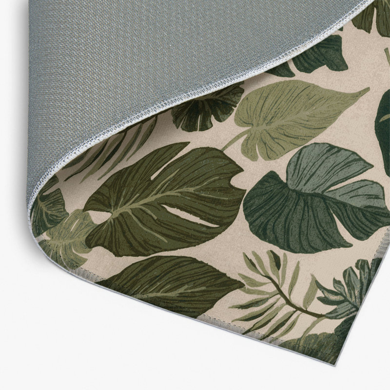 Botanical Green Indoor and Outdoor Area Rug, Rectangle 2' x 3'