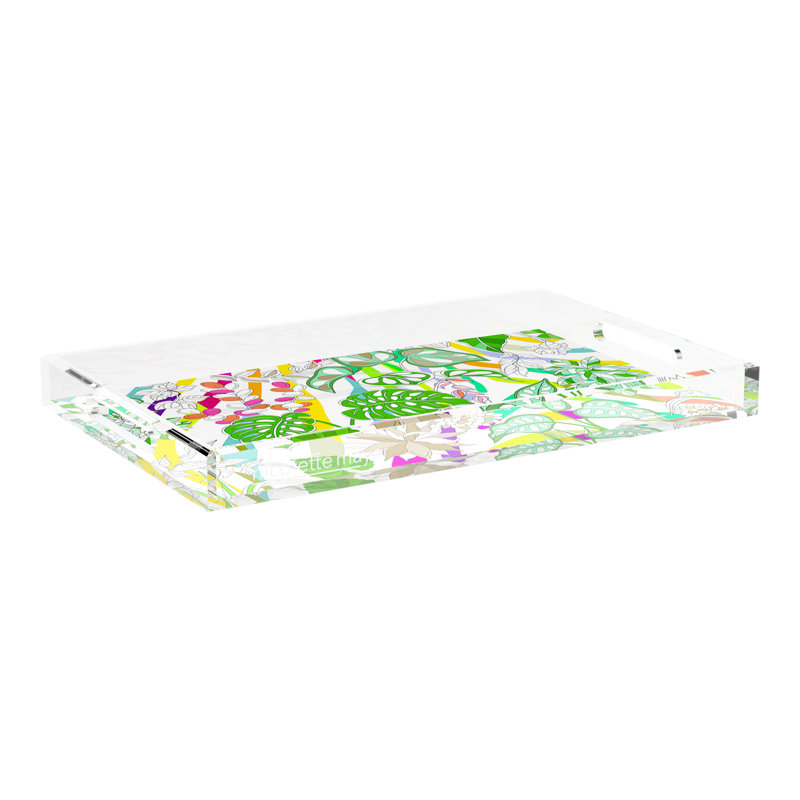 Sabi Jungle Natural Acrylic Rectangle Decorative Tray, 22.5"W x 14.5"D x 2"H