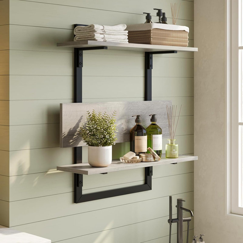 Rangement pour salle de bain Kaijah, Chêne gris rétro