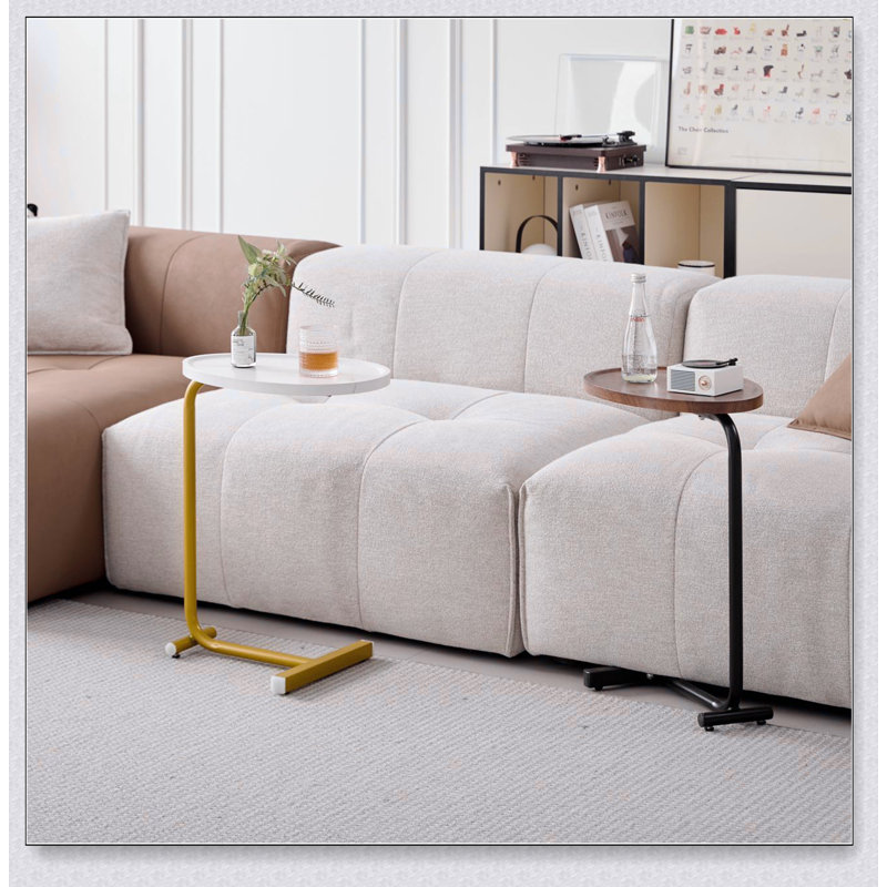 Table d'appoint 2 pièces en forme de C blanche, parfaite pour le canapé et le chevet, peu encombrante et polyvalente