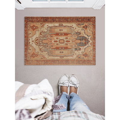 Tapis oriental ivoire / orange Ambrah