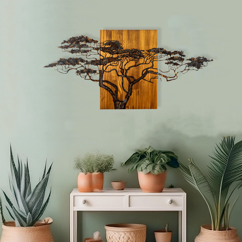 Accessoire mural décoratif en bois peint à la main, 56,7 x 27,6 x 1,2 pouces | 100% bois massif (épaisseur: 1,2 po) et métal durable (épaisseur: 0,06 po) | Variations de couleurs uniques, parfaites pour la décoration intérieure et les murs décoratifs, charme rustique