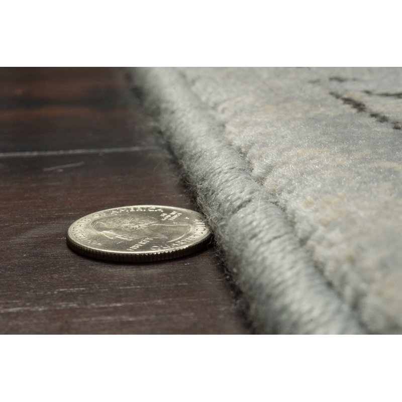 Tapis bleu acier / crème Attell, Ovale 2 pi 7 po x 4 pi 7 po