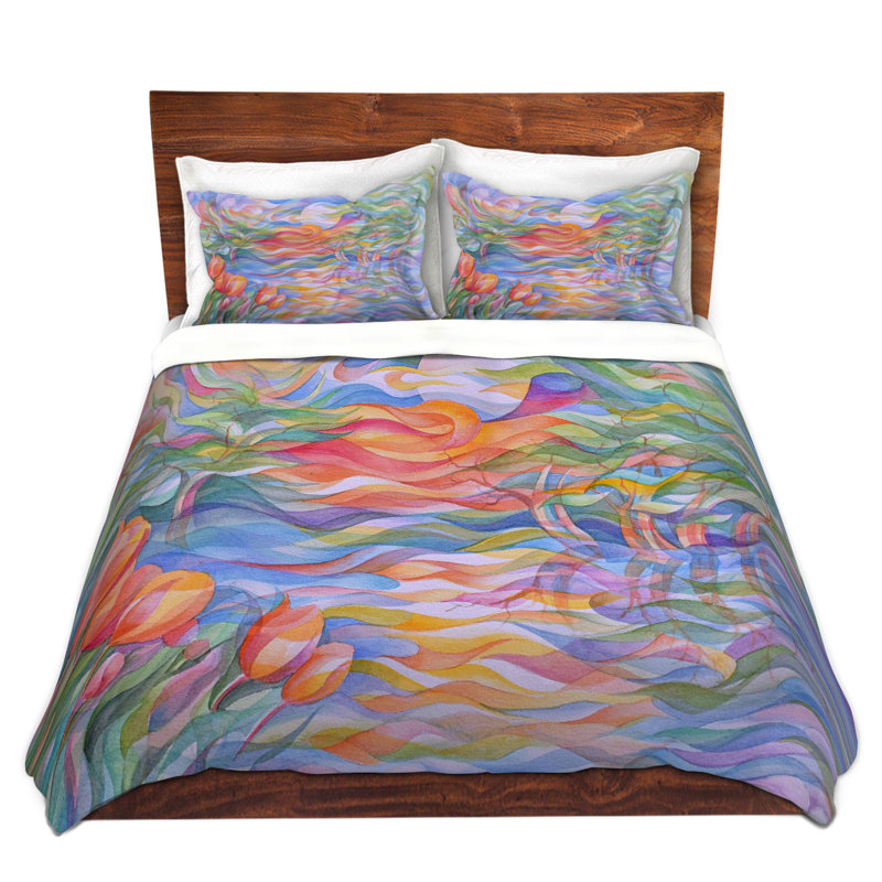 Ensemble de housse de couette crépuscule tulipes, 1 housse simple + 1 taie standard