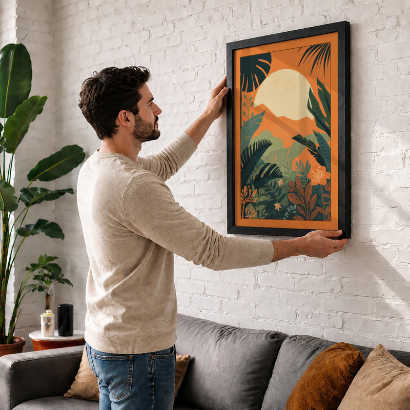 Sunset Silhouette Tropical - Framed Print, Unframed, A4 - 29.7 x 21.0 cm